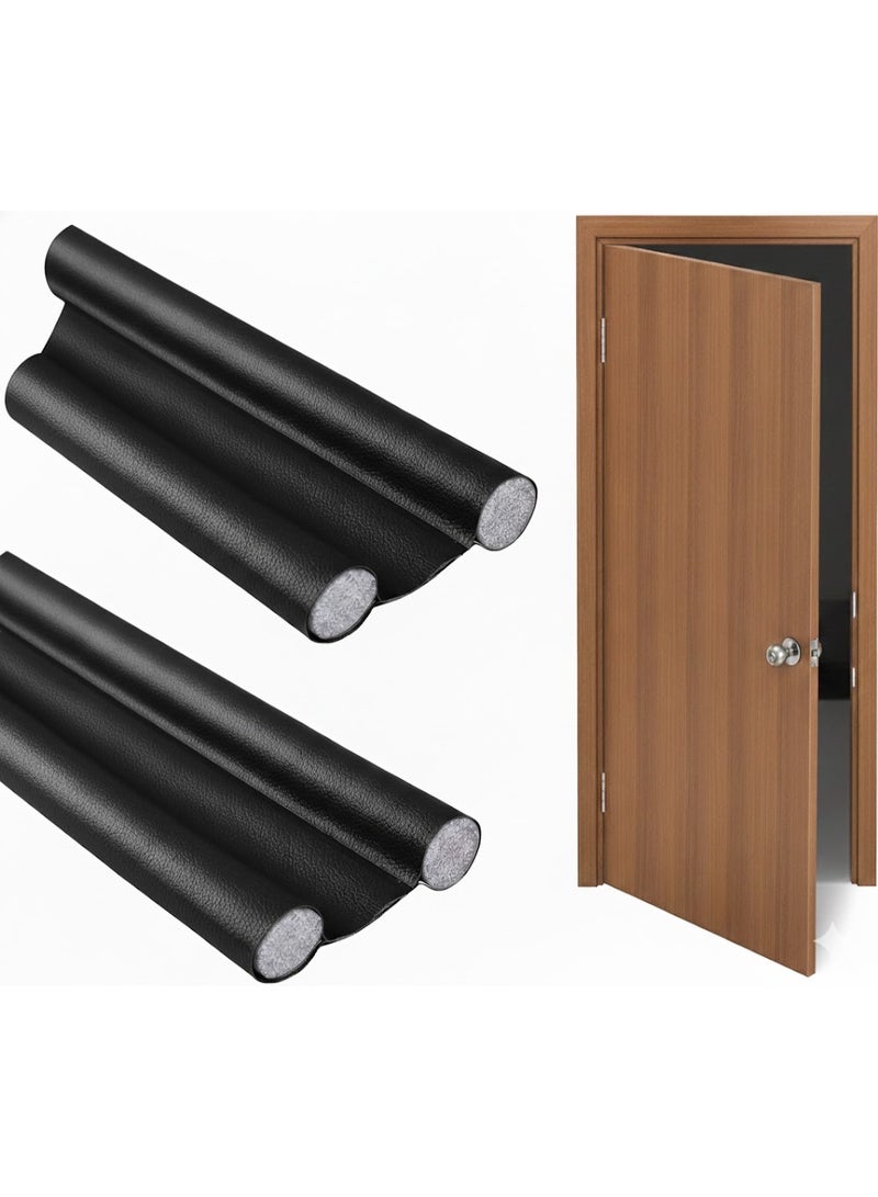 Under-door barrier to protect against dust, insects, cold air, and noise; removable under-door seal without drilling or screws; flexible double design in black to suit all doors - Image 1